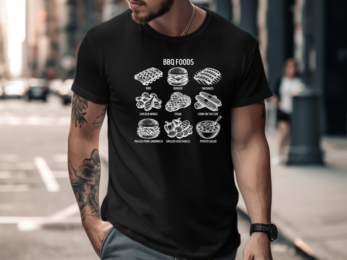 Vintage BBQ Foods Menu Sketch T-Shirt