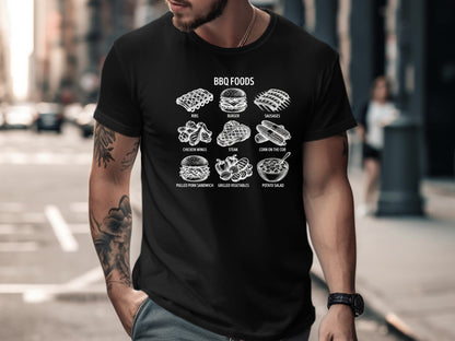 Vintage BBQ Foods Menu Sketch T-Shirt