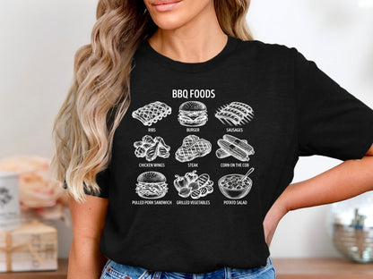 Vintage BBQ Foods Menu Sketch T-Shirt