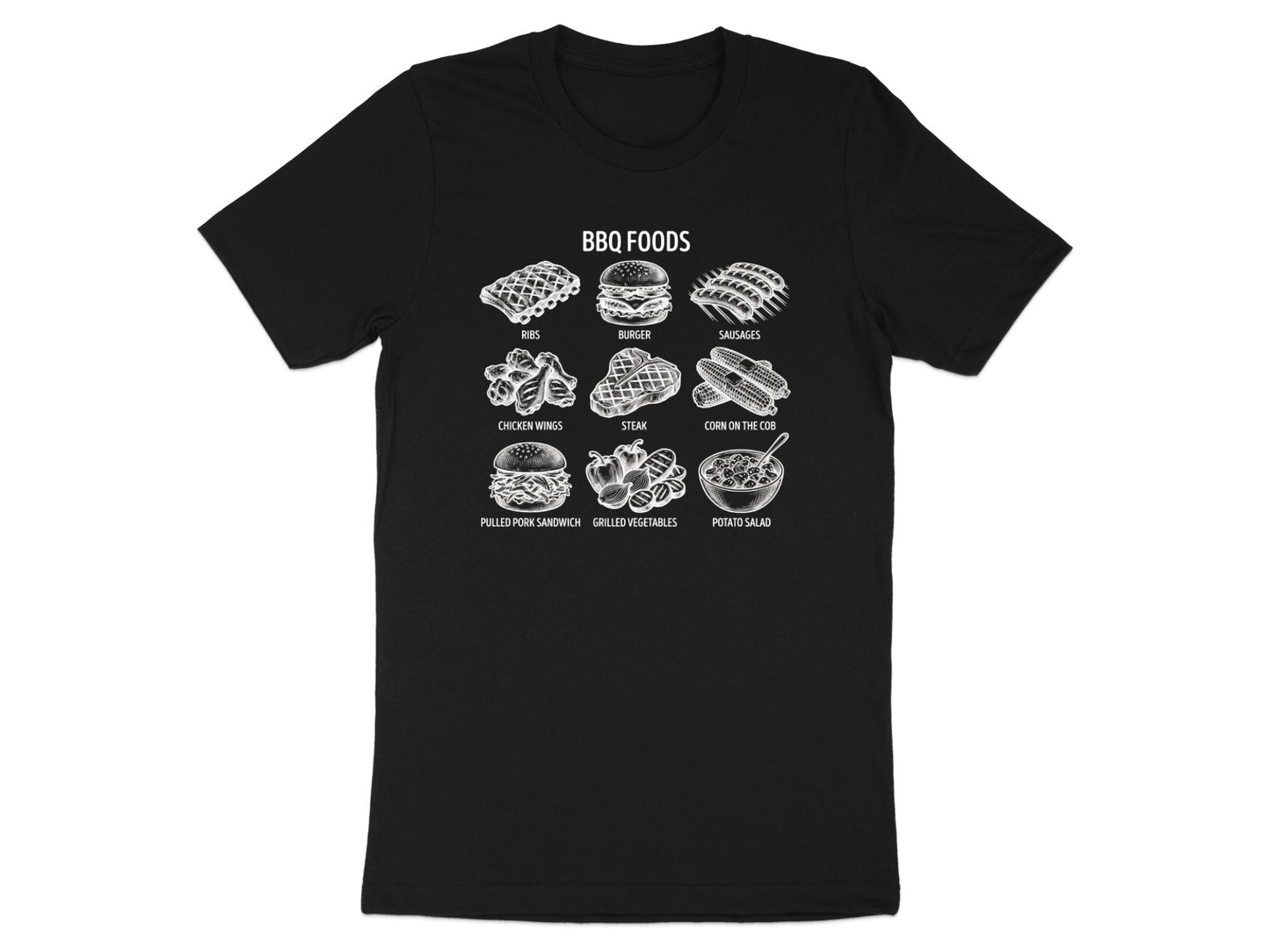 Vintage BBQ Foods Menu Sketch T-Shirt