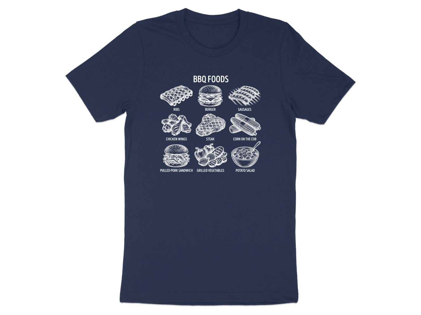Vintage BBQ Foods Menu Sketch T-Shirt