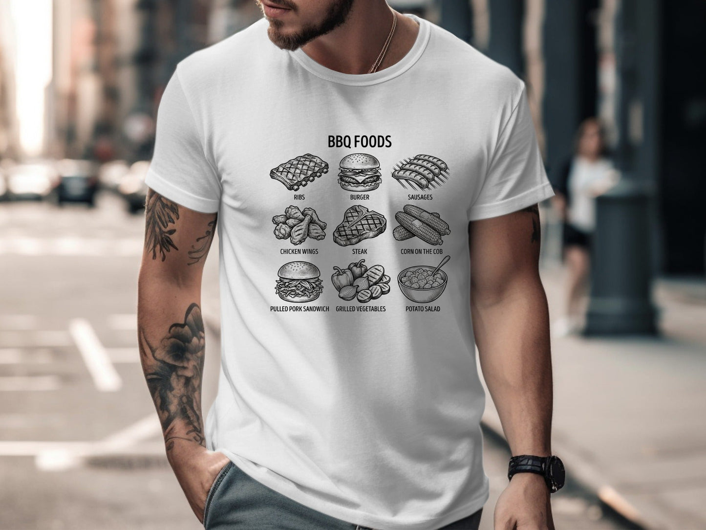 Vintage BBQ Foods Menu Sketch T-Shirt