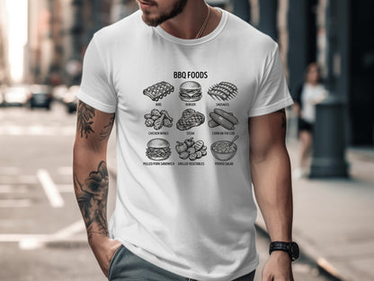 Vintage BBQ Foods Menu Sketch T-Shirt