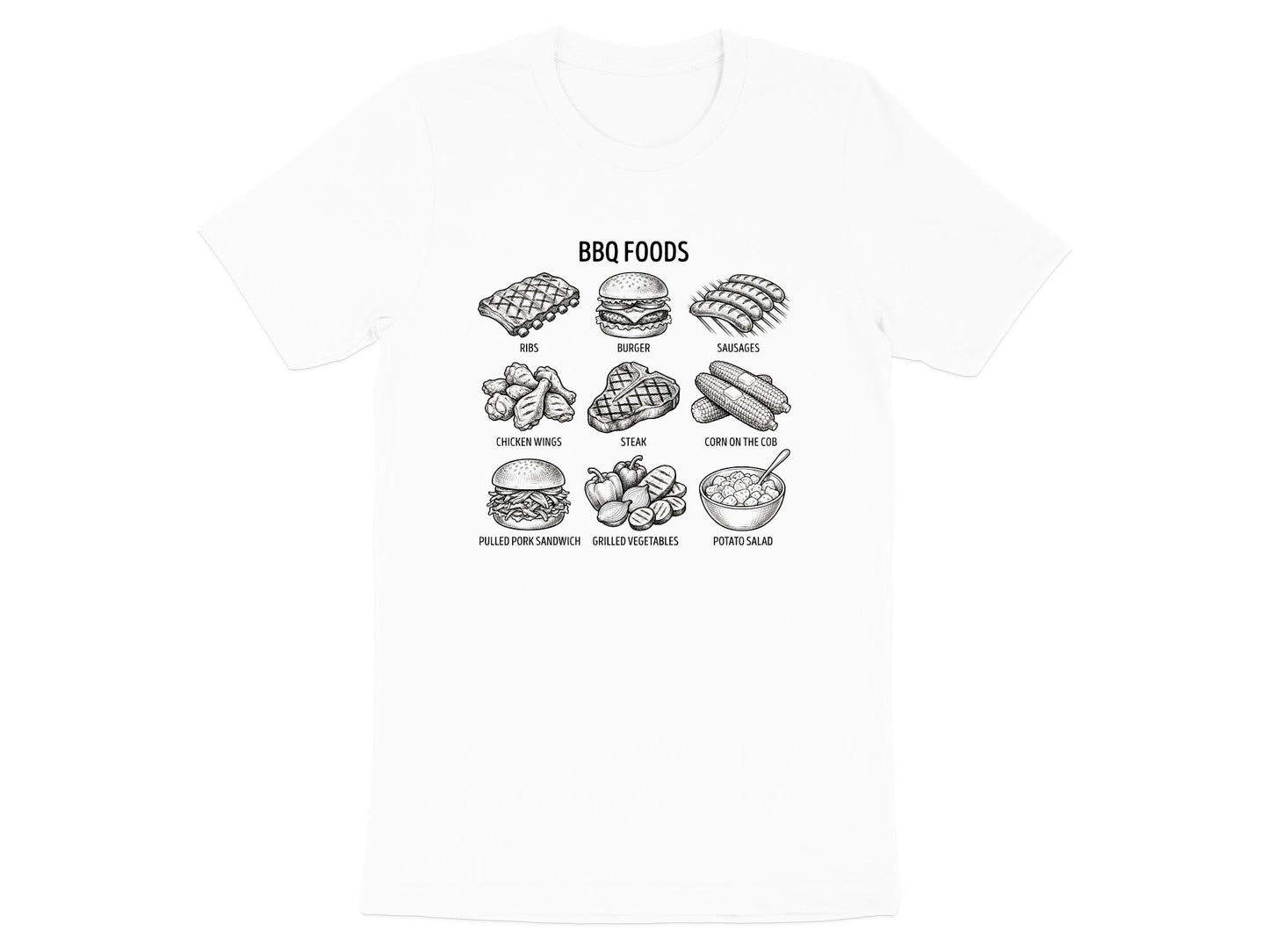 Vintage BBQ Foods Menu Sketch T-Shirt