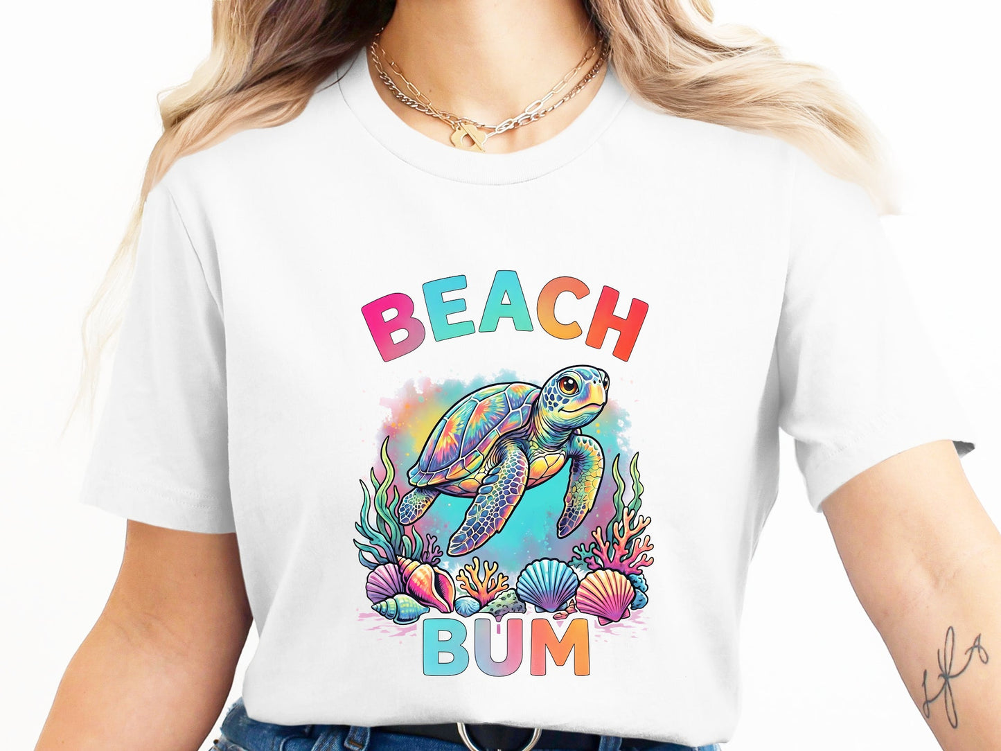 Beach Bum Sea Turtle T-Shirt | Colourful Ocean Graphic Tee