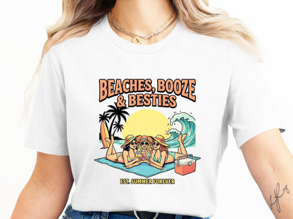 Beaches Booze & Besties T-Shirt | Summer Girls Trip Tee