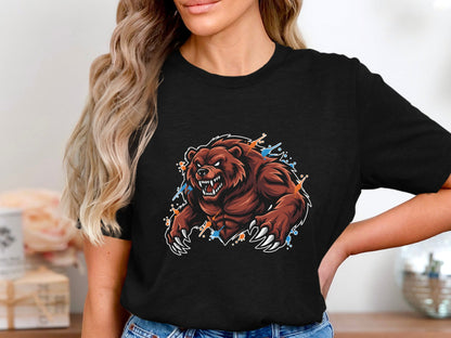 Grizzly Bear Angry Mascot Splatter T-Shirt