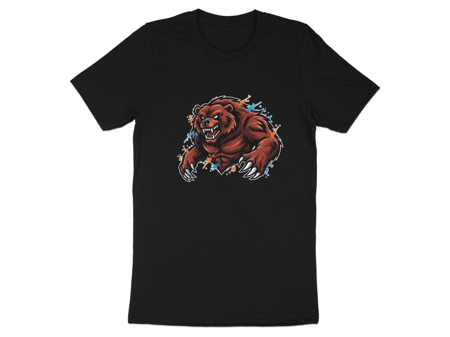Grizzly Bear Angry Mascot Splatter T-Shirt