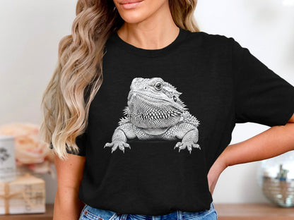 Detailed Bearded Dragon Reptile Pencil Sketch Tee