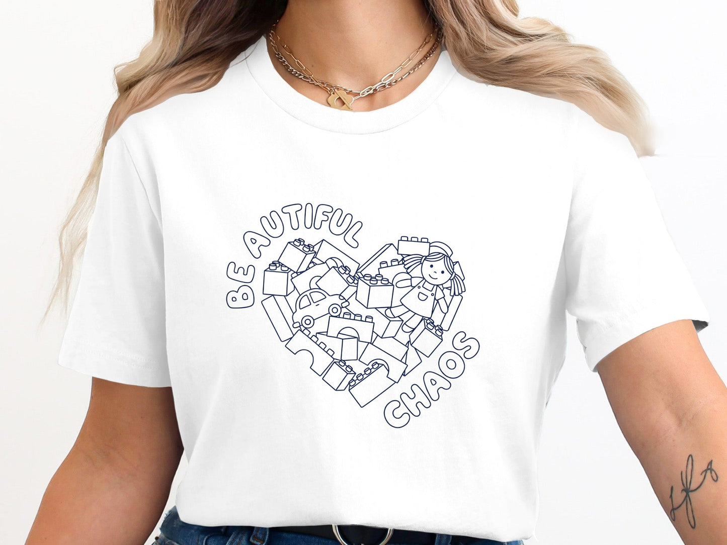 Beautiful Chaos Toy Block Heart Tee - Funny Mum Life Shirt