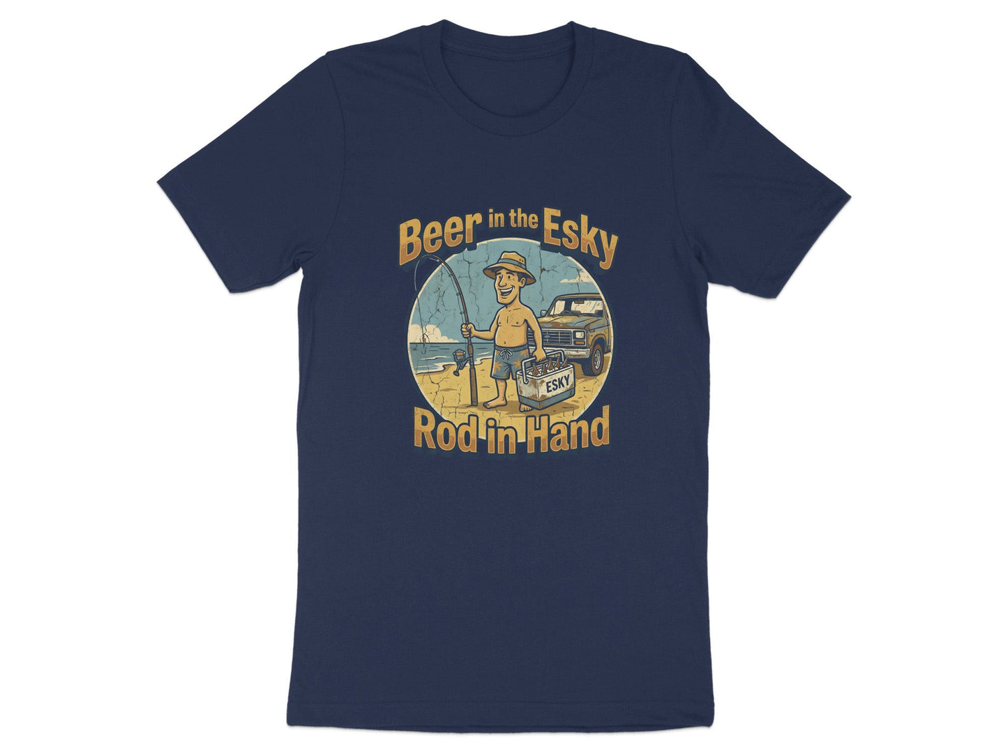 Beer In The Esky Rod In Hand Funny Aussie Tee