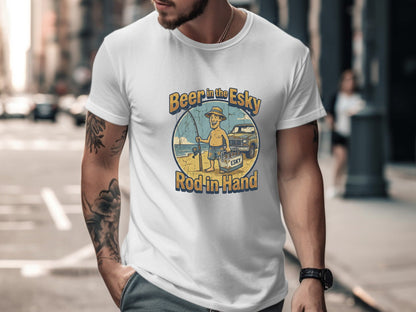 Beer In The Esky Rod In Hand Funny Aussie Tee