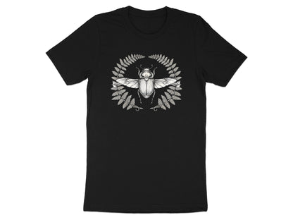 Metallic Beetle & Fern T-Shirt - Botanical Insect Art