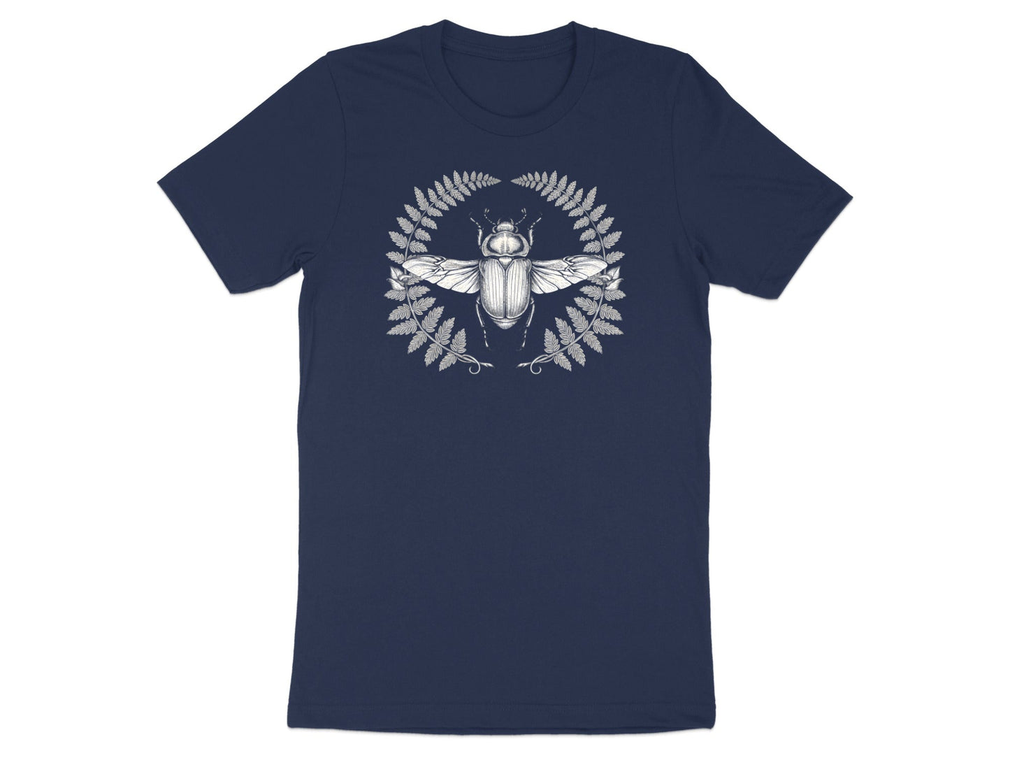 Metallic Beetle & Fern T-Shirt - Botanical Insect Art