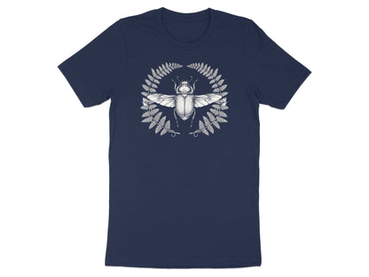 Metallic Beetle & Fern T-Shirt - Botanical Insect Art