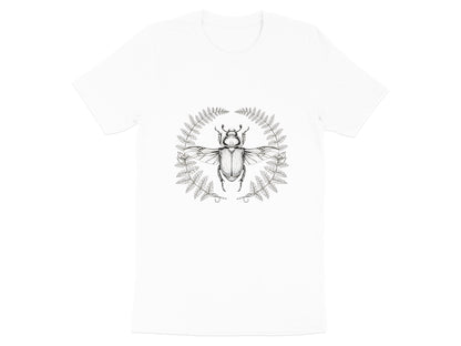 Metallic Beetle & Fern T-Shirt - Botanical Insect Art