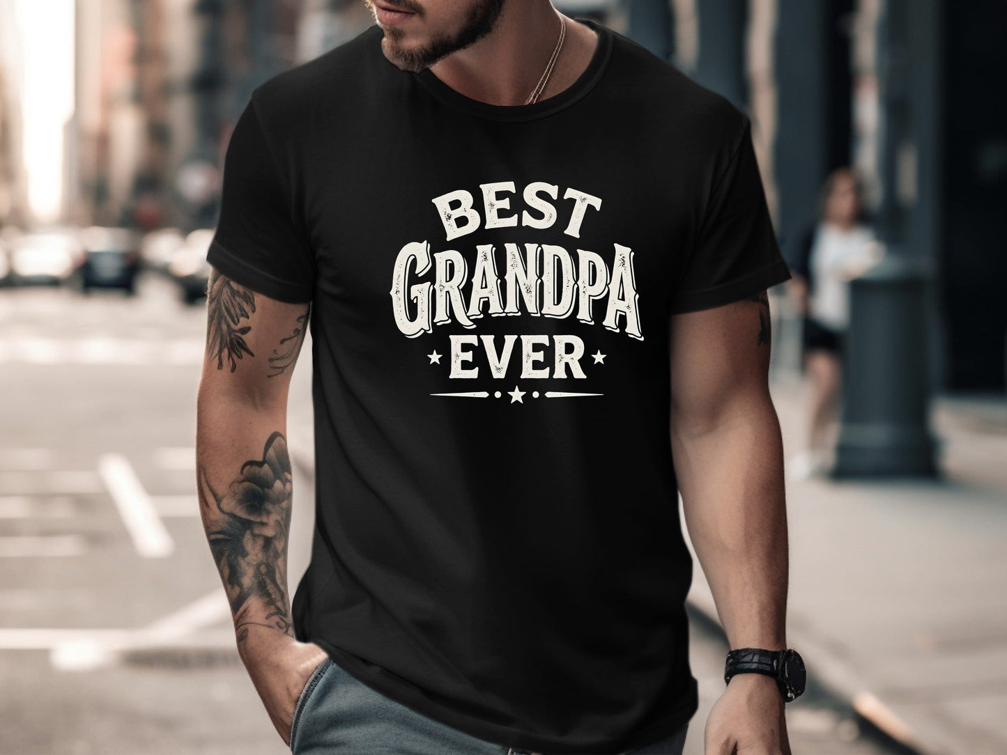 Best Grandpa Ever Bold Varsity Typography Tee