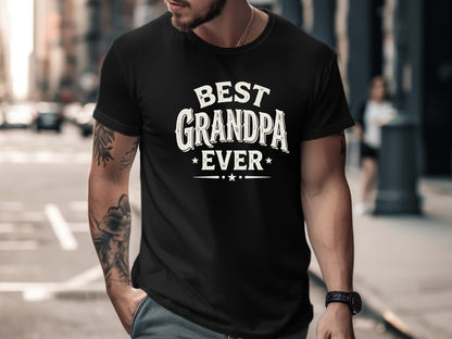 Best Grandpa Ever Bold Varsity Typography Tee