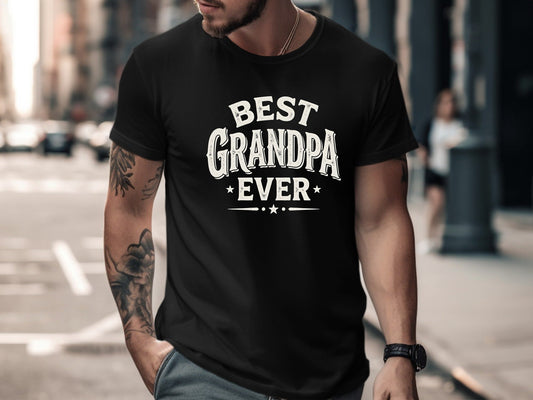 Best Grandpa Ever Bold Varsity Typography Tee