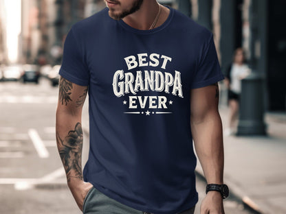 Best Grandpa Ever Bold Varsity Typography Tee