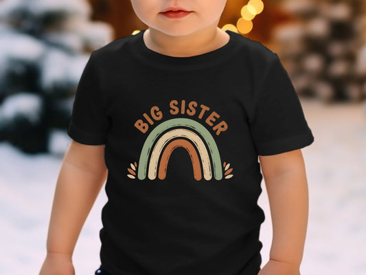 Big Sister Earthy Boho Rainbow Graphic Tee