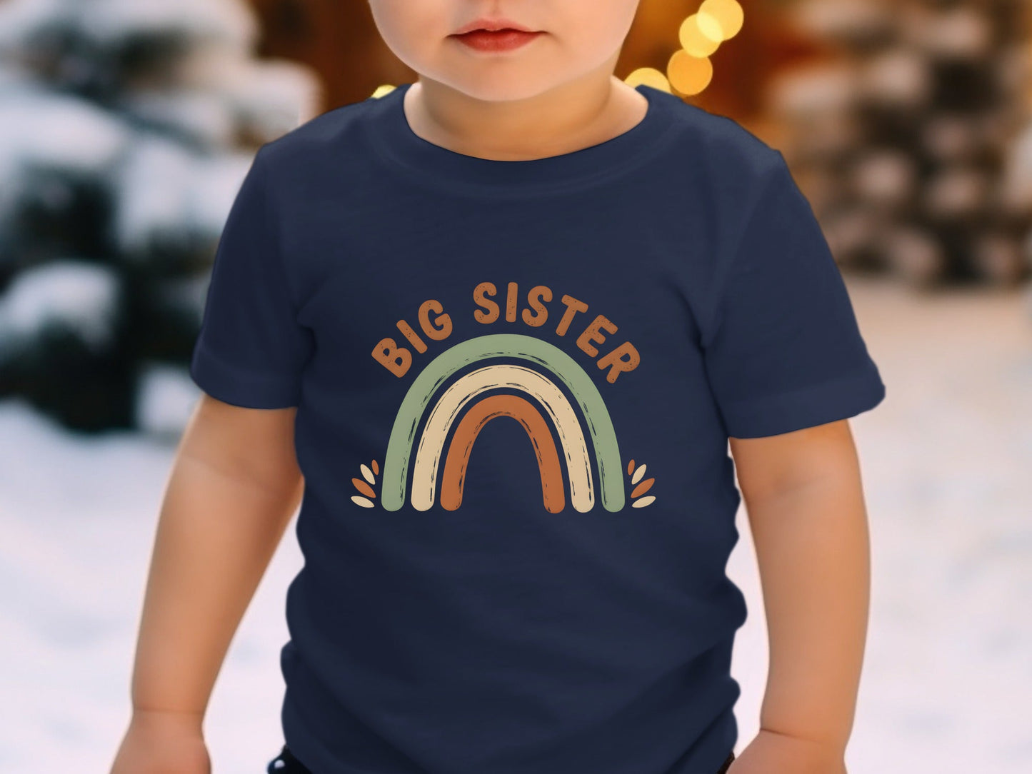Big Sister Earthy Boho Rainbow Graphic Tee