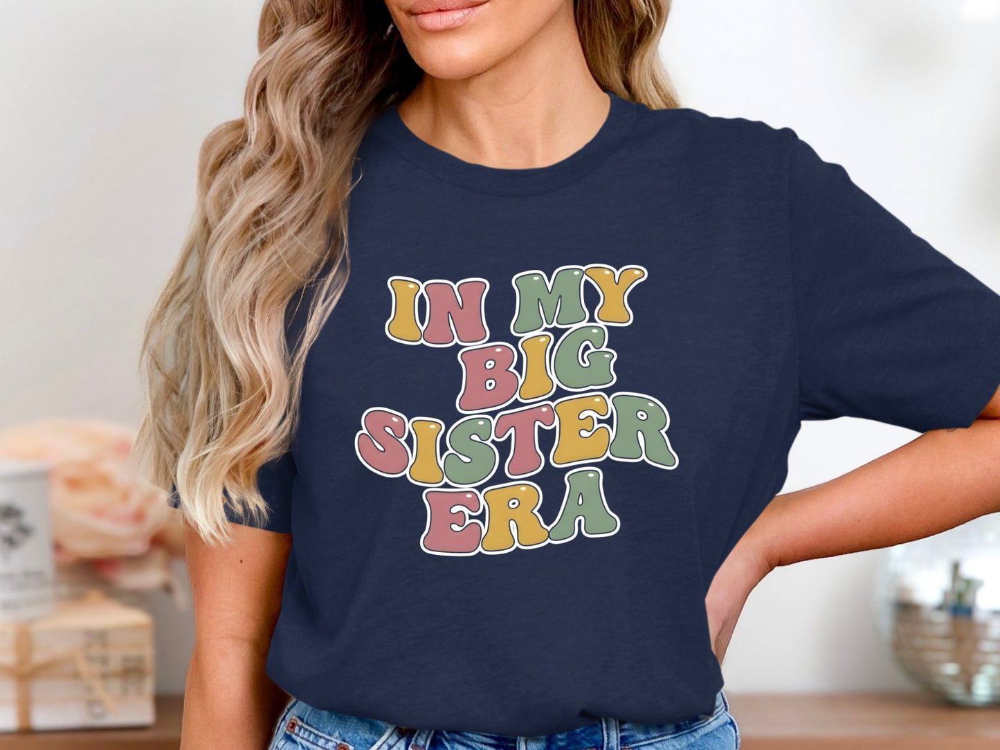 In My Big Sister Era Retro Tee - Groovy Varsity Sibling Shirt