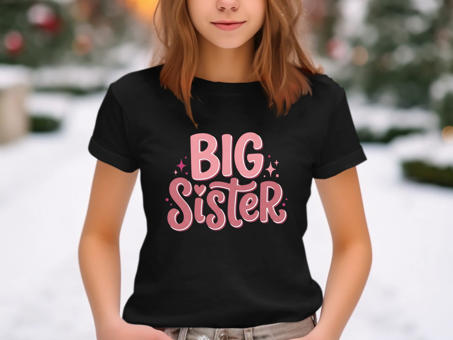 Big Sister Retro Pink Typography Graphic Tee