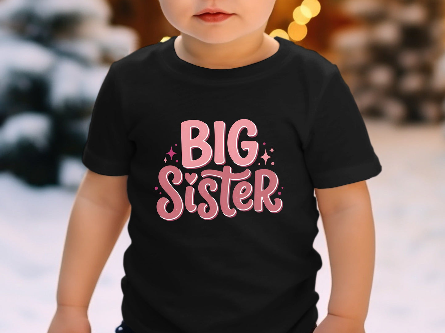 Big Sister Retro Pink Typography Graphic Tee