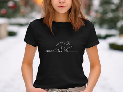 Greater Bilby Minimalist Line Art Black Cotton T-Shirt