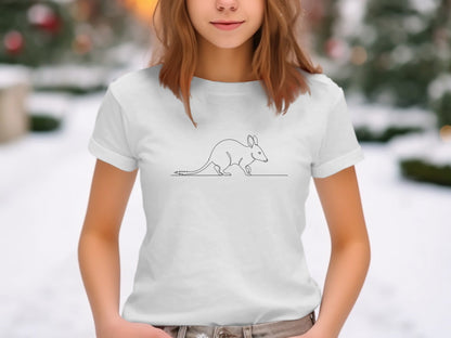 Greater Bilby Minimalist Line Art Black Cotton T-Shirt