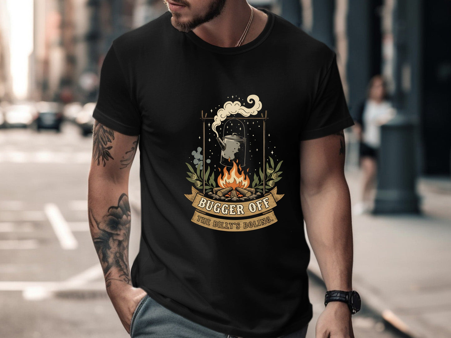 'Bugger Off The Billy's Boiling' Campfire T-Shirt