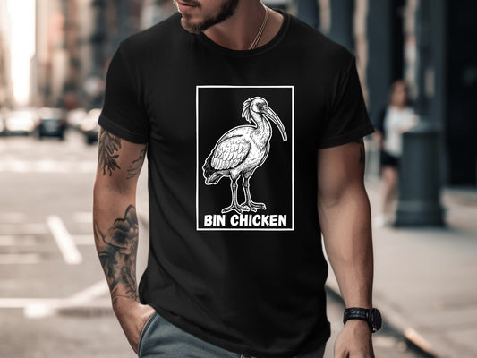 Minimalist Bin Chicken Sketch T-Shirt | Australian Ibis Art