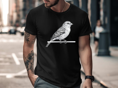 Classic Perched Bird Fine Art Pencil Sketch Tee
