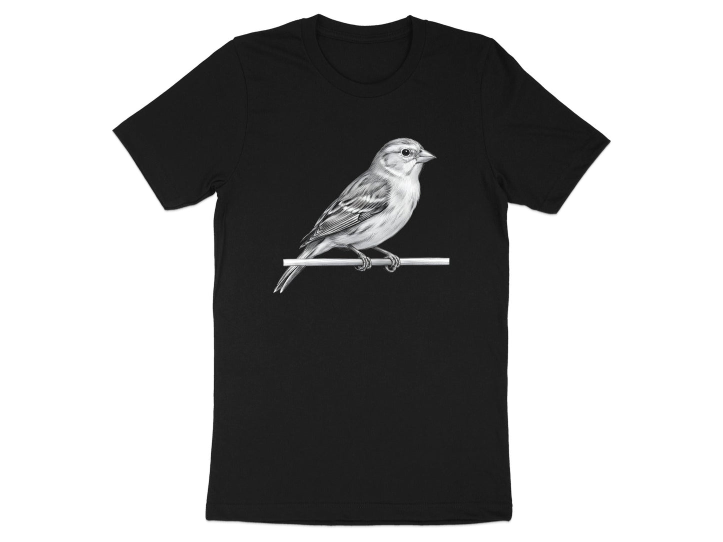 Classic Perched Bird Fine Art Pencil Sketch Tee