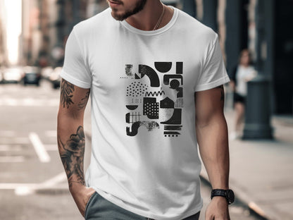Monochrome Abstract Shape Collage T-Shirt