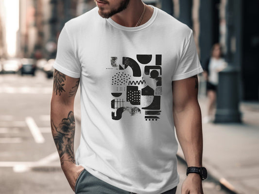 Monochrome Abstract Shape Collage T-Shirt