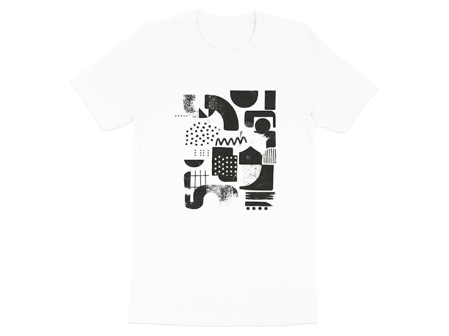 Monochrome Abstract Shape Collage T-Shirt