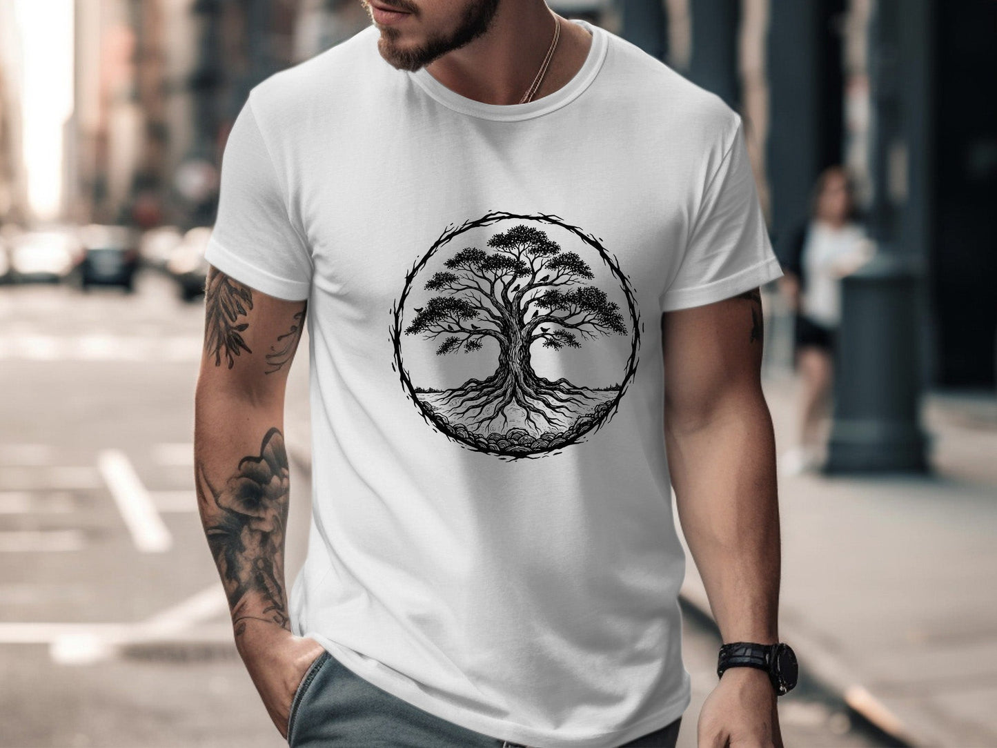Roots & Branches Art Tree of Life Woodcut T-Shirt