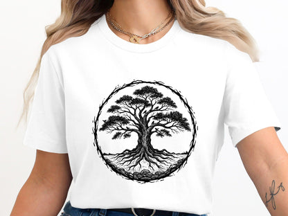 Roots & Branches Art Tree of Life Woodcut T-Shirt