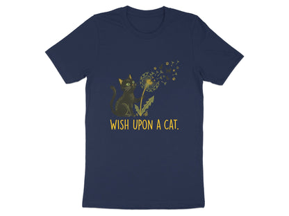 Black Cat Dandelion Paw Prints Whimsical T-Shirt