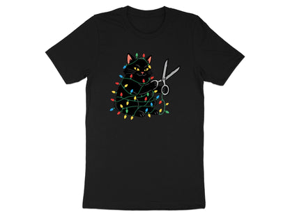 Naughty Black Cat Christmas Lights T-Shirt