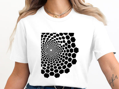 Hexagonal Vortex Optical Illusion T-Shirt