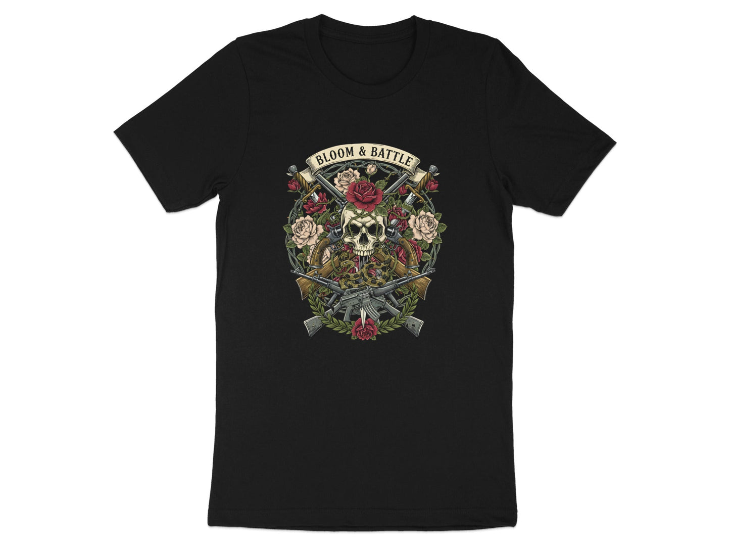 Bloom & Battle Skull & Roses Edgy Tee