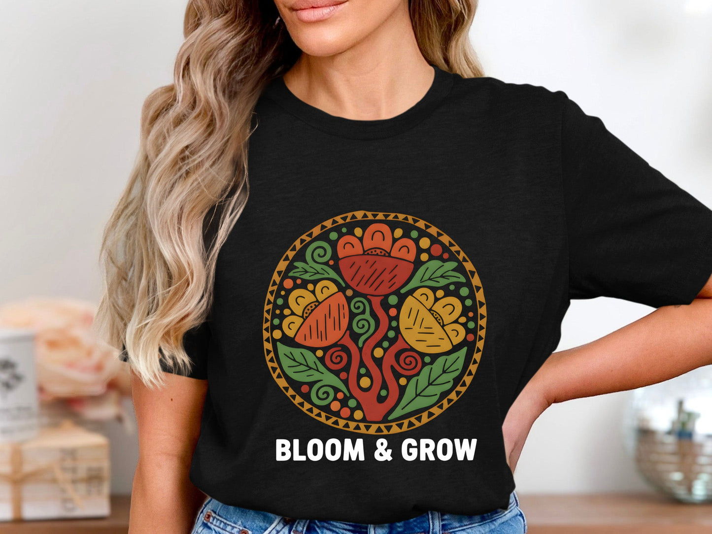 Bloom & Grow Tribal Floral  Graphic T-Shirt