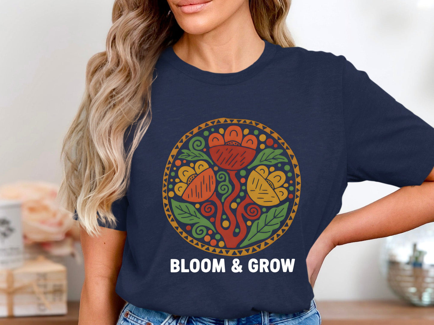 Bloom & Grow Tribal Floral  Graphic T-Shirt