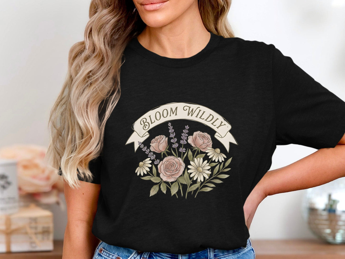 Bloom Wildly Floral Banner Graphic T-Shirt