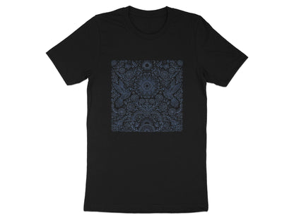 Blue Hummingbird & Floral Mandla T-Shirt - Intricate Line Art