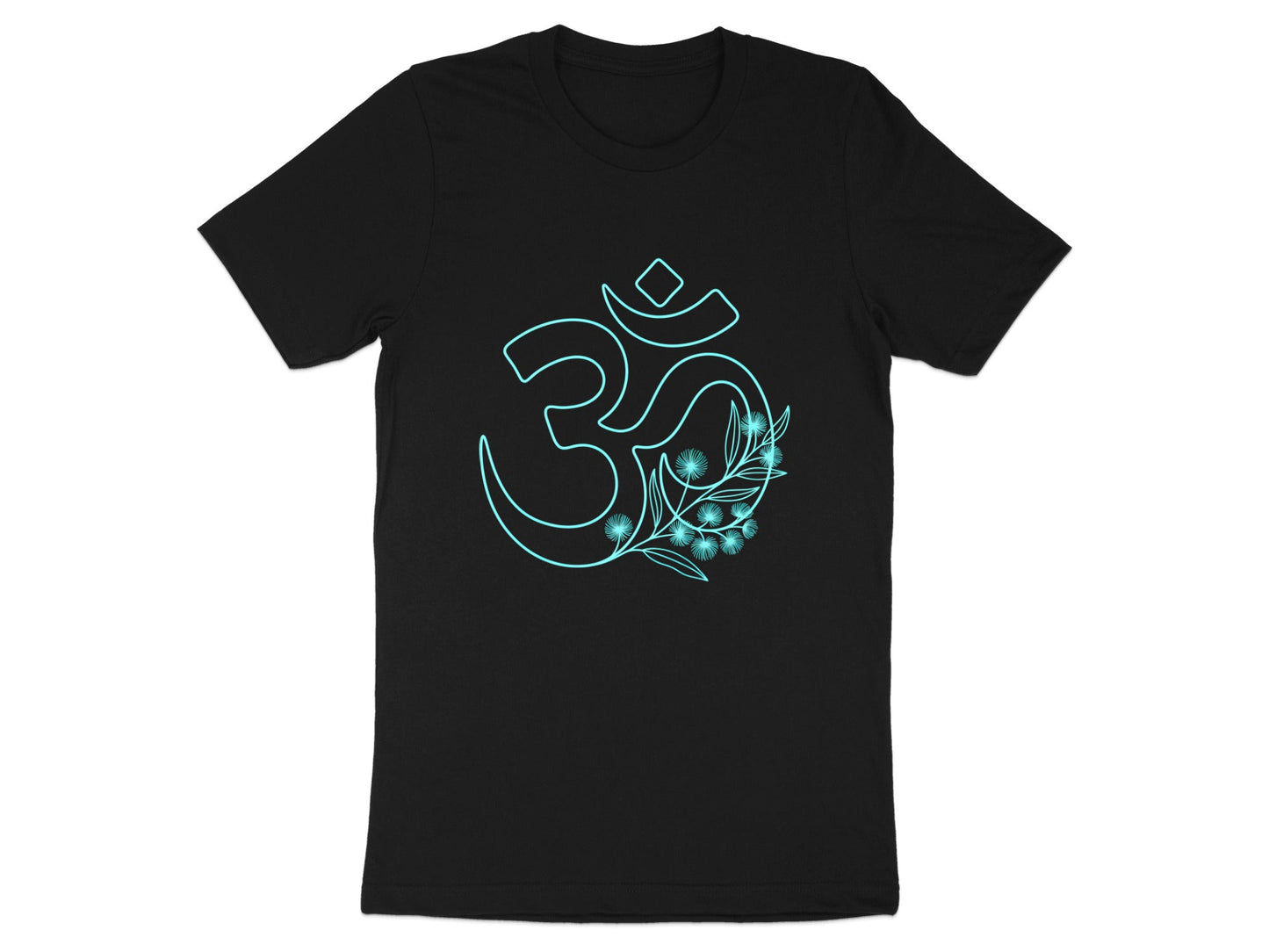 Blue Floral Om Symbol T-Shirt