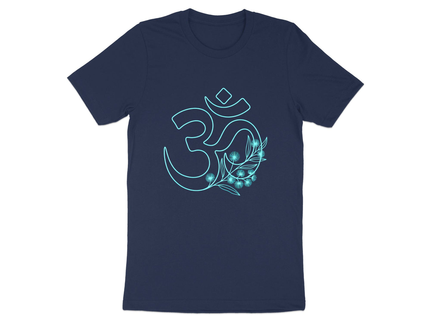 Blue Floral Om Symbol T-Shirt